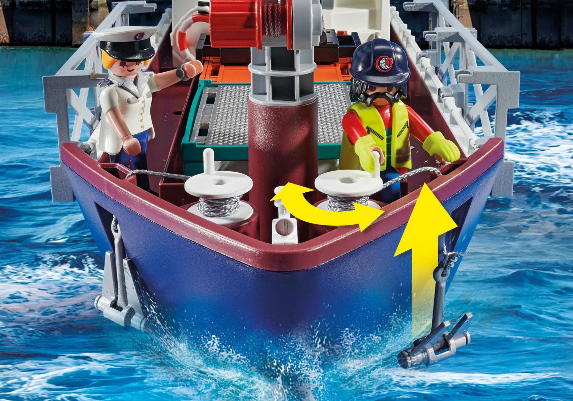 Großes Containerschiff mit Zollboot-PLAYMOBIL Clearance