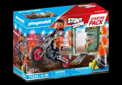 Starter Pack Stuntshow Motorrad mit Feuerwand-PLAYMOBIL Clearance