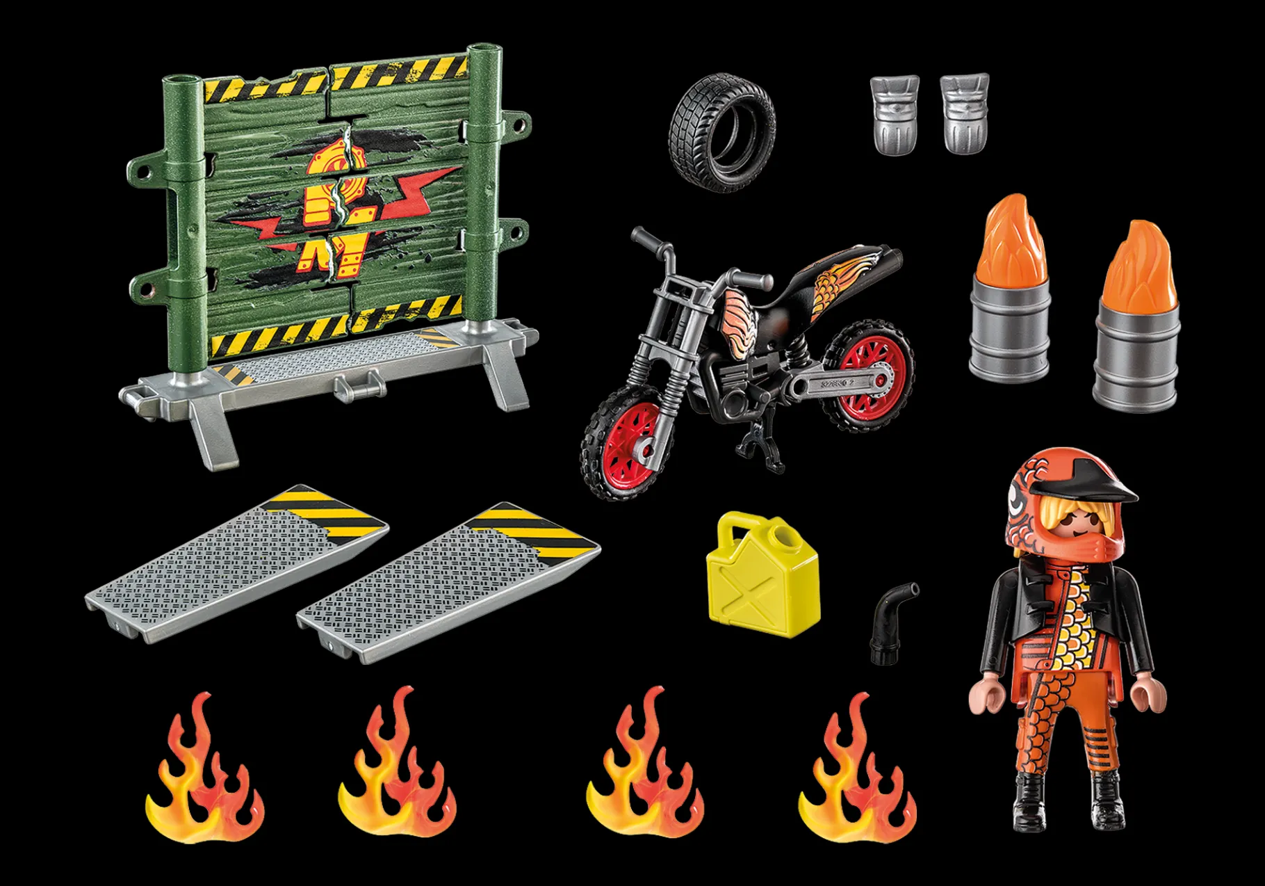 Starter Pack Stuntshow Motorrad mit Feuerwand-PLAYMOBIL Clearance