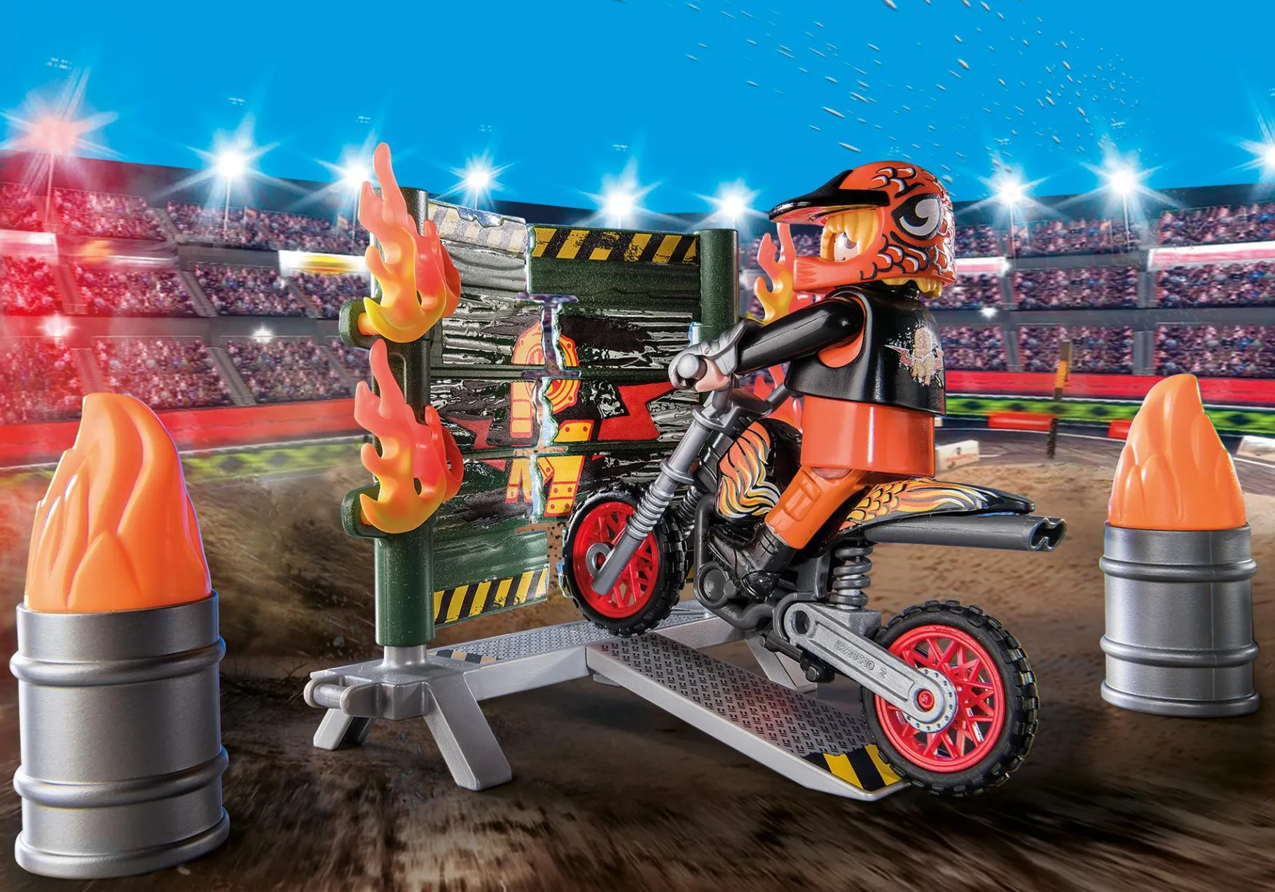 Starter Pack Stuntshow Motorrad mit Feuerwand-PLAYMOBIL Clearance