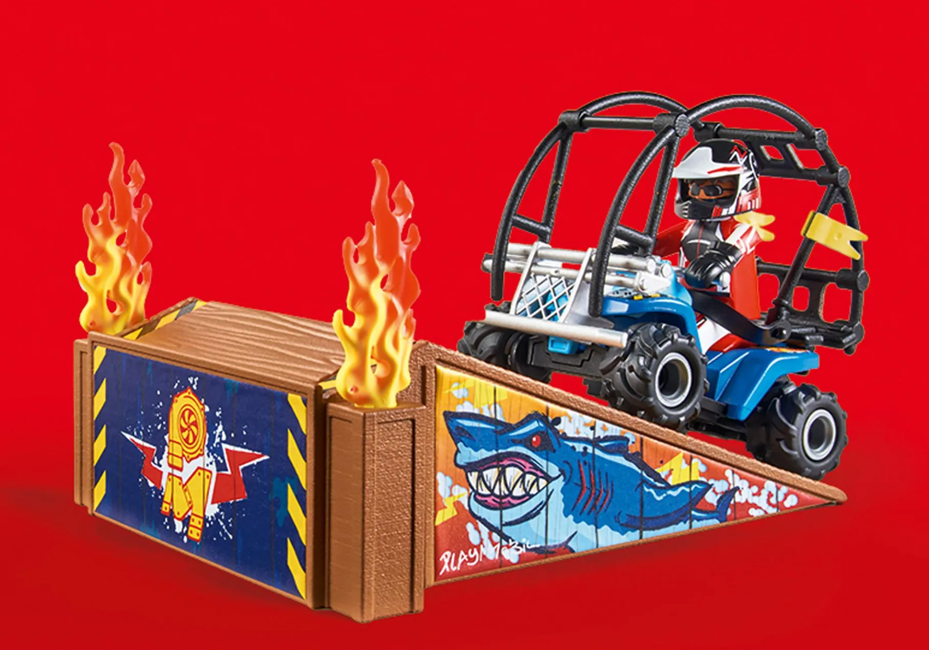 Starter Pack Stuntshow Quad mit Feuerrampe-PLAYMOBIL Shop