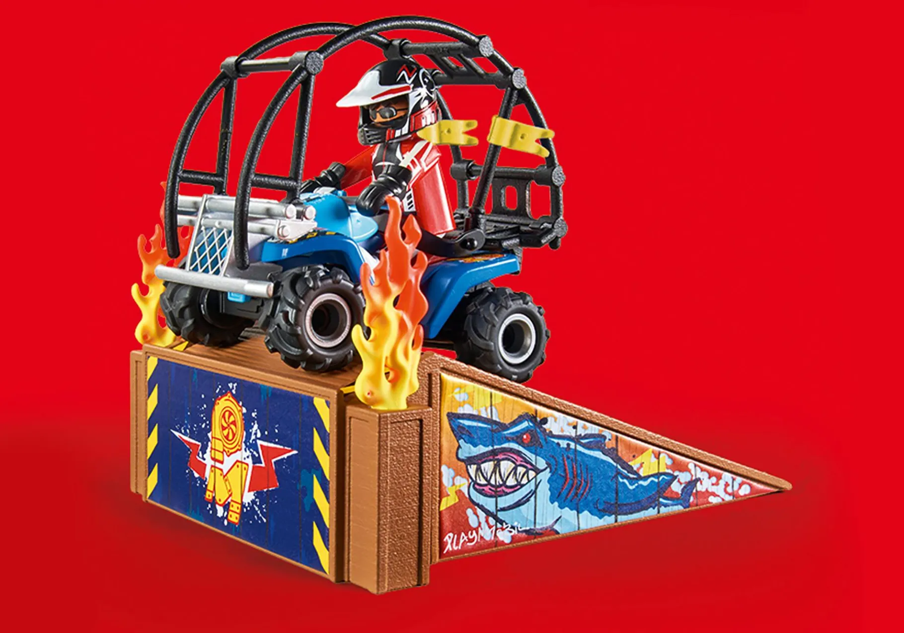Starter Pack Stuntshow Quad mit Feuerrampe-PLAYMOBIL Shop