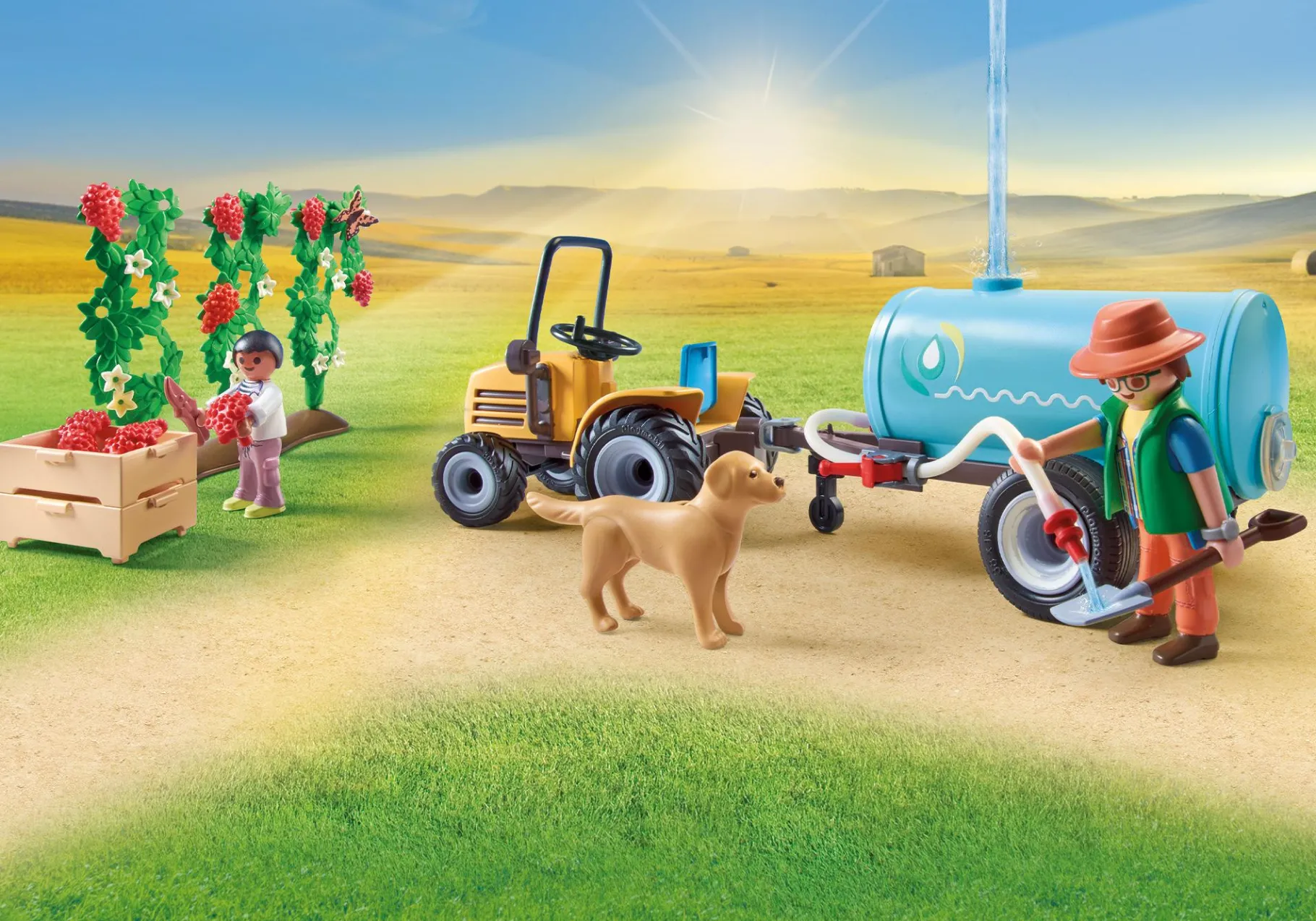 Traktor mit Anhänger und Wassertank-PLAYMOBIL Online
